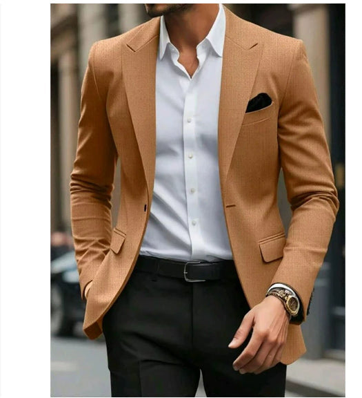 Men's Solid Color Single Button Blazer Business Formal