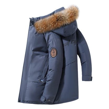 Men's Down Jacket Thickened Mid-length White Duck Down Coat