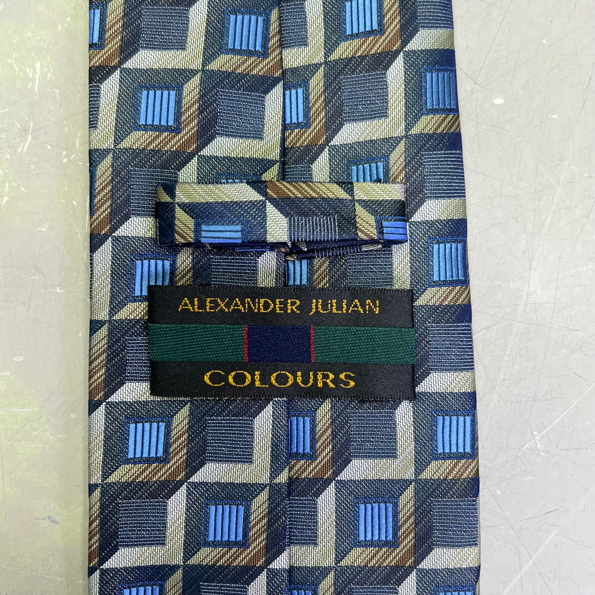 ALEXANDER JULIAN COLOURS 3D Square Tie 60" Blue/Multicolor Pattern (Pre-Owned)