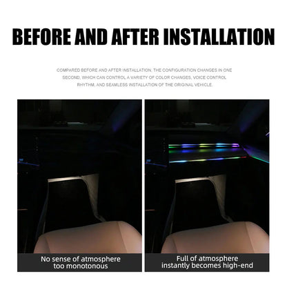 10 in 1 Car LED Acrylic Light Strip RGB Symphony Auto Interior Strip Lights Remote/APP Control Decorative Atmosphere Lamp