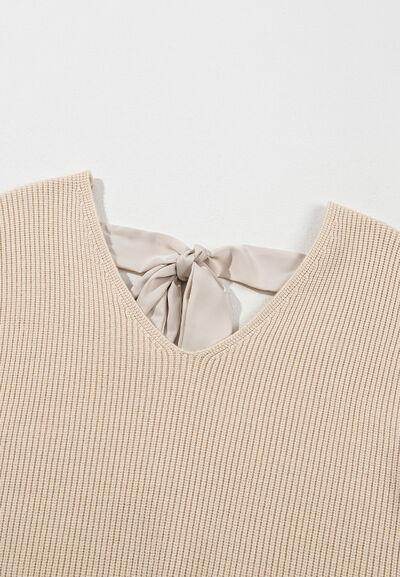 Tied Back V-Neck Long Sleeve Sweater for Women Fashion