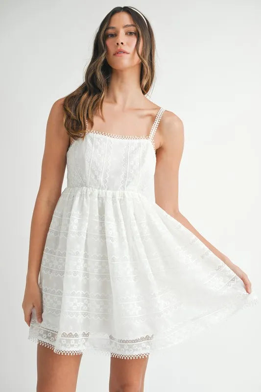 MABLE Eyelet Lace Babydoll Mini Cami Dress