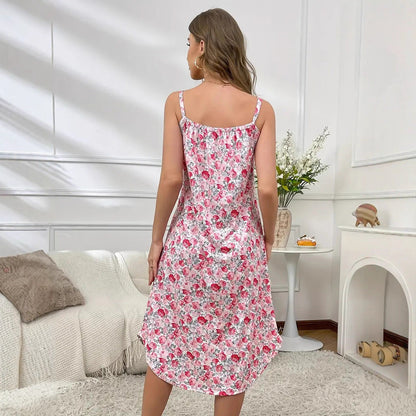 Strap Nightgown With Heart Print Loungewear