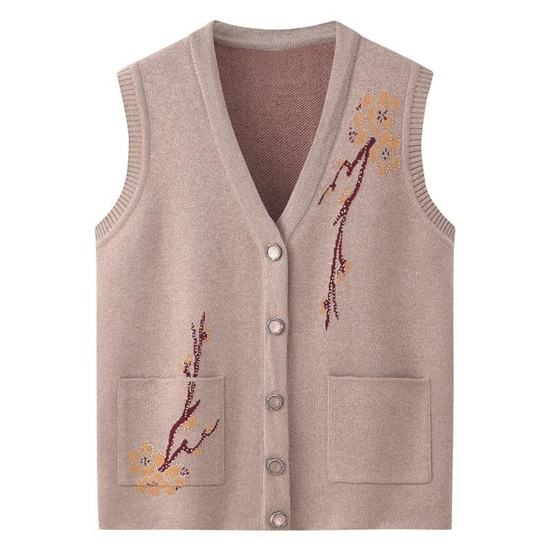 Knitted Sweater Waistcoat Cardigan Middle-aged And Elderly Waistcoat Winter Clothing
