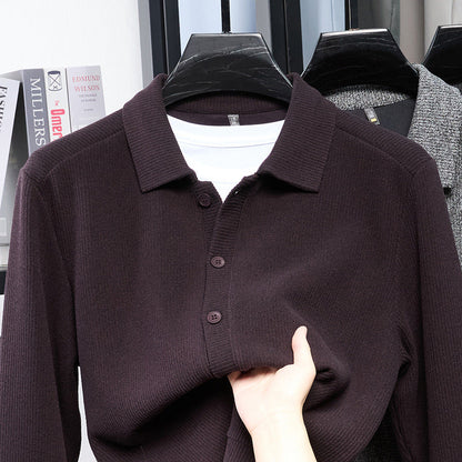 Men's Long-Sleeved Knitted SpringSummer Fashionable Lapel Warm Outerwear New Style Sweater
