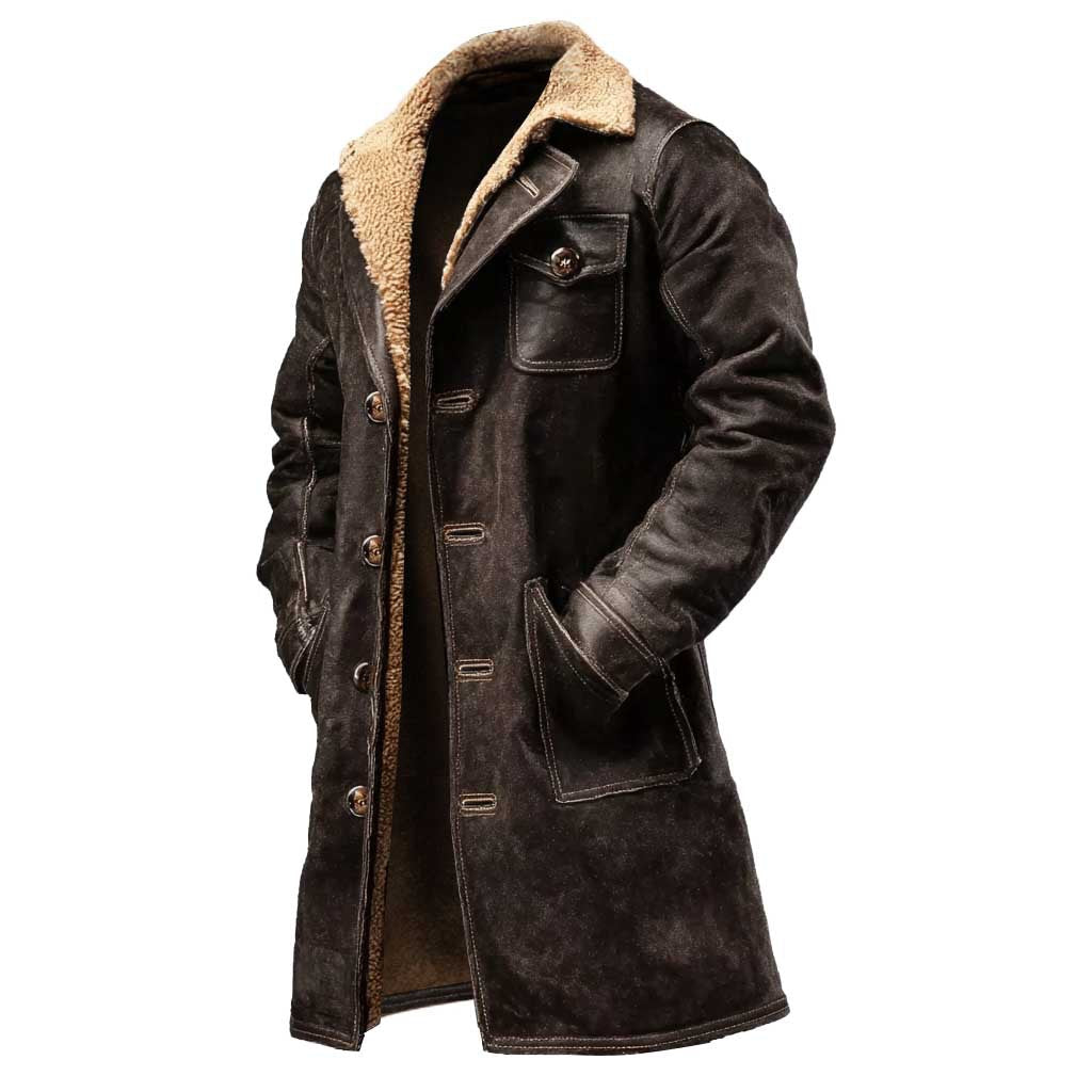 Men's Vintage Dark Brown Suede Jacket Casual Coat