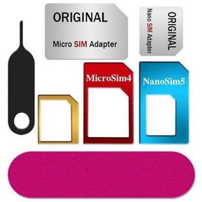 Metal SIM Support Sleeve Standard to Micro SIM Restorer 5-Piece Set