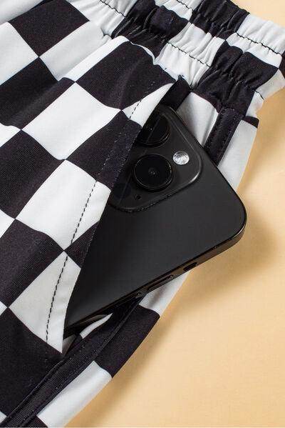 Drawstring Checkered Shorts with Pockets for Summer Fun