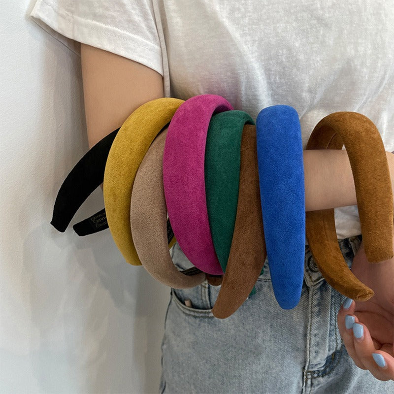 Candy colored velvet with wide edge sponge headband flocking