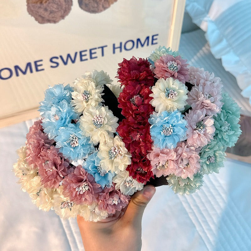 Fashionable fabric flower stamen flower hair hoop for women
