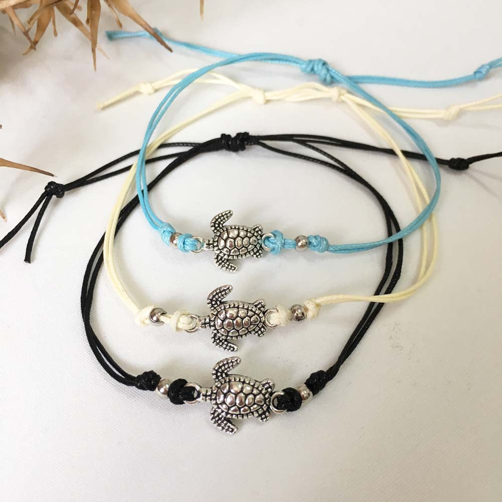 Fashionable Braided Rope Turtle Pendant Anklet For Women