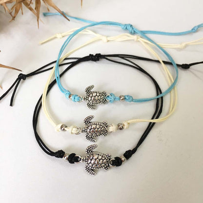 Fashionable Braided Rope Turtle Pendant Anklet For Women