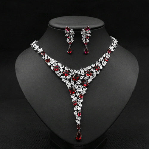 Colorful Zircon Wedding Jewelry Set