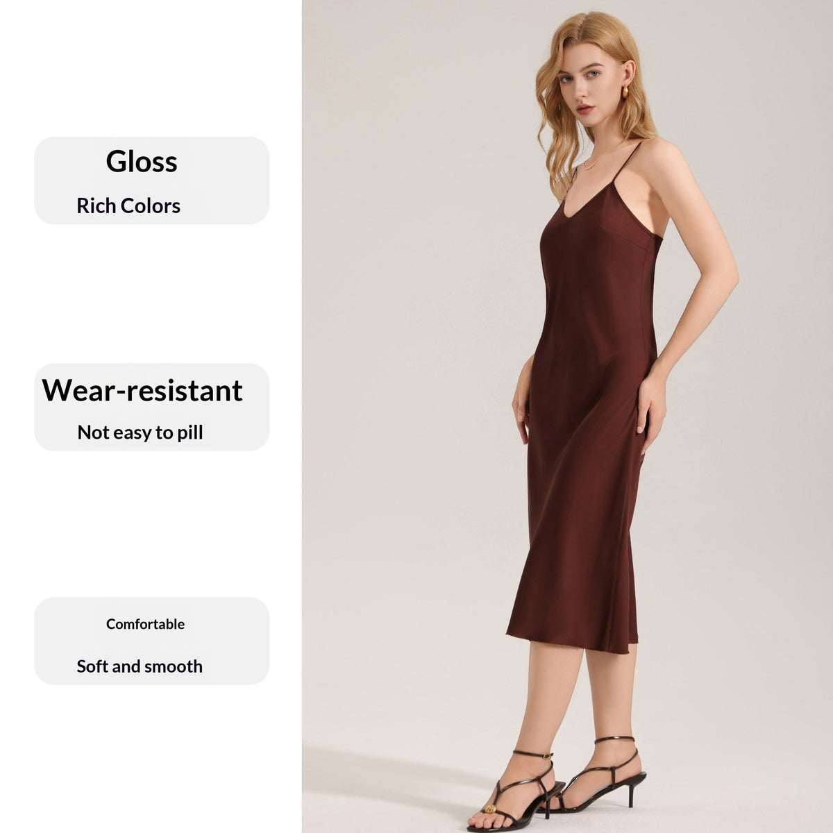 Solid Color Minimalist Satin Chiffon Pajamas For Women Camisole Nightgown And Loungewear