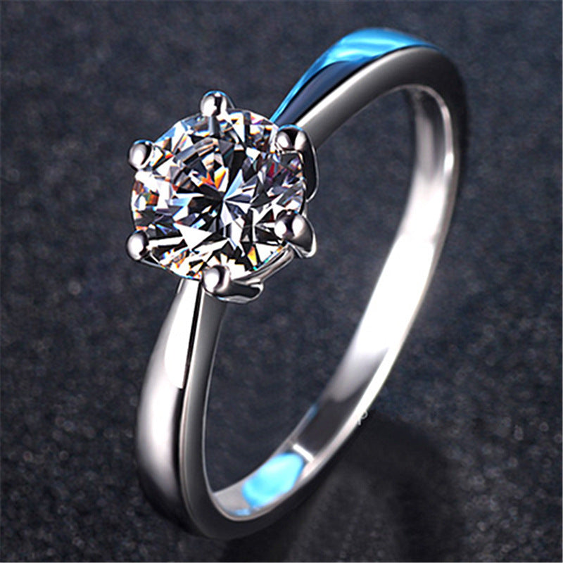 Couple Diamond Ring Silver Gold Plated