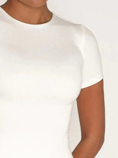 Round Neck Short Sleeve Swim Top