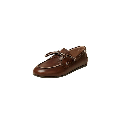 Two Tone Flat Laced Loafers Small Size Leather Shoes