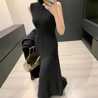 Laid-back Long Knit Cardigan And Sweater Set