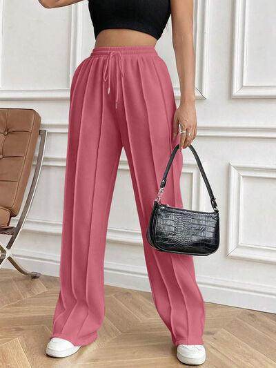 Drawstring Elastic Waist Pants with Pockets for Women