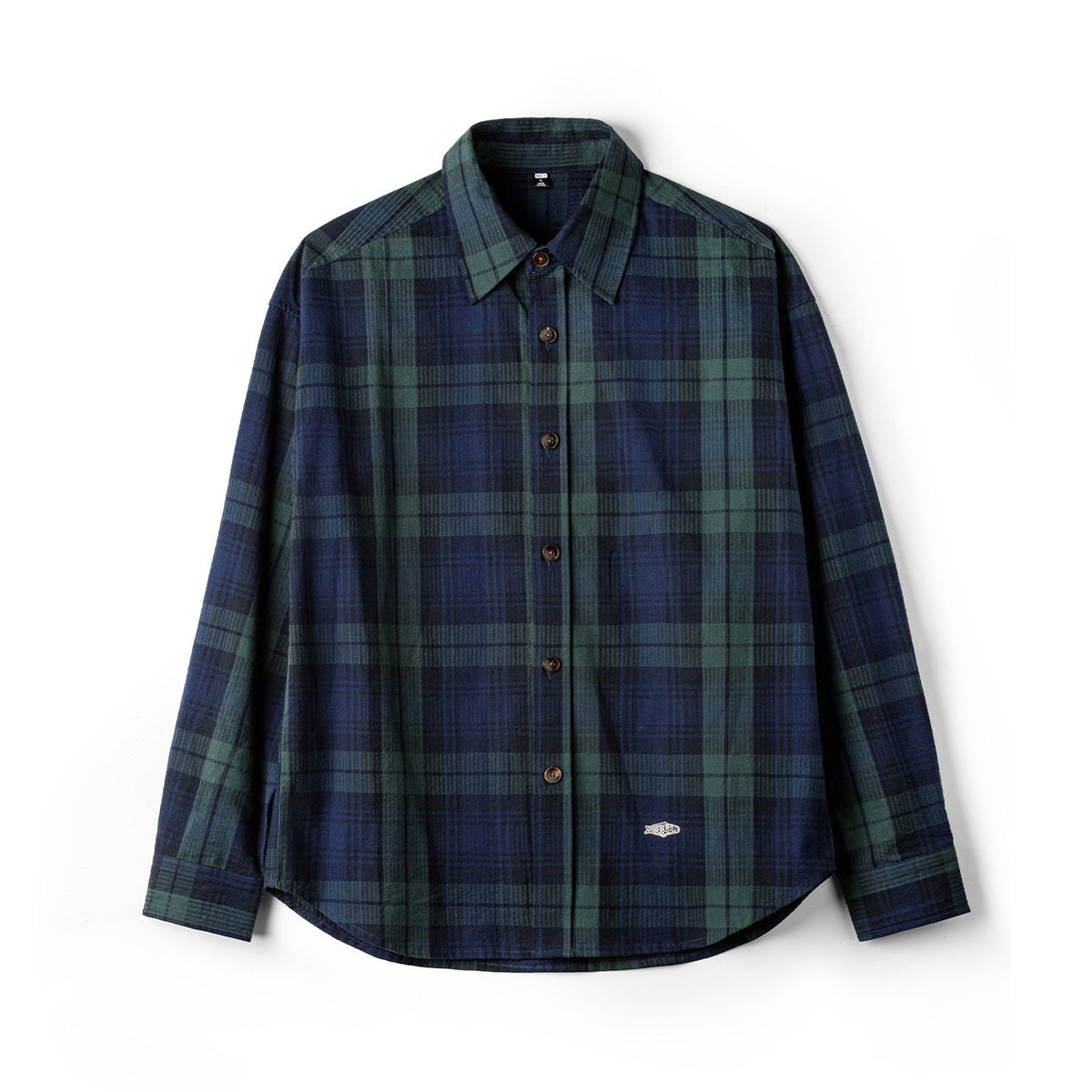 Retro Blue-green Plaid Shirt For Men
