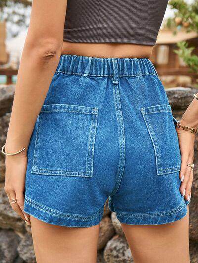 High Waist Denim Shorts with Pockets for Summer Style