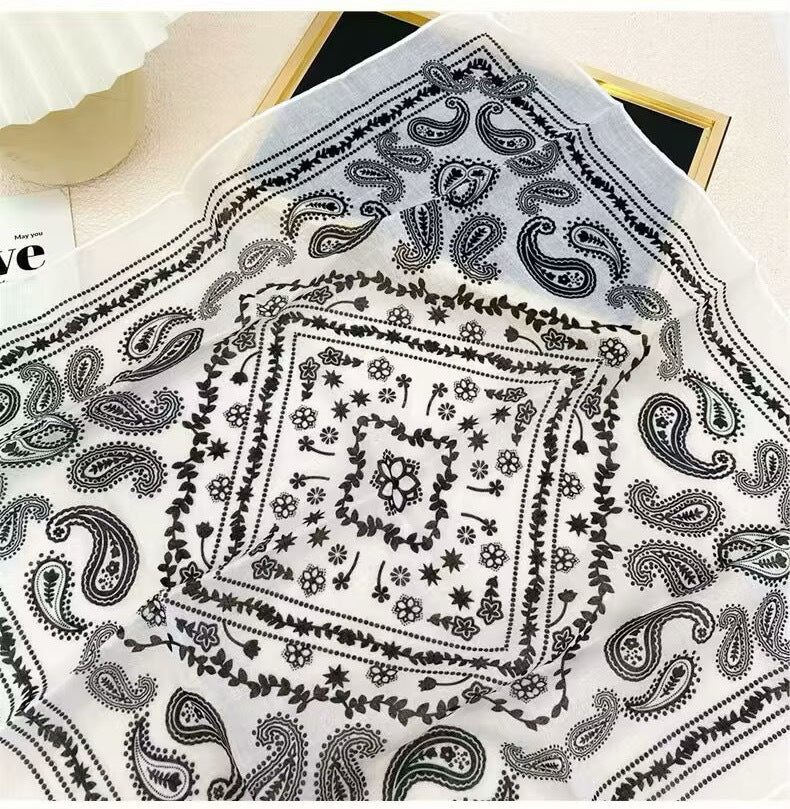 Korean-style Fresh And Delicate Floral Silk Scarf