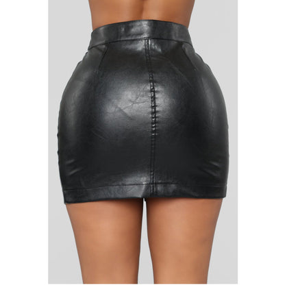 High Waist Short Leather Skirt Women