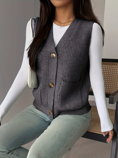 Women's Loose Single Breasted Sweater Vest
