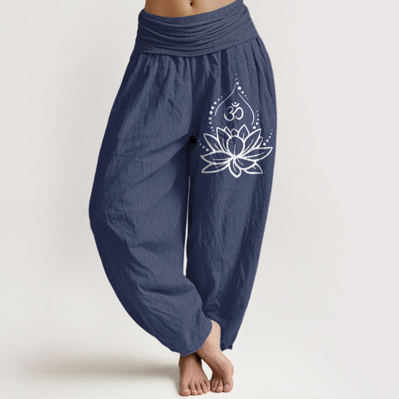 Women's Solid-Color High-Waisted Pleated Pants With Elastic Waist