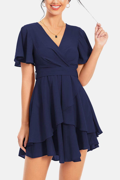 Surplice Neck Flutter Sleeve Dress for Chic Summer Style