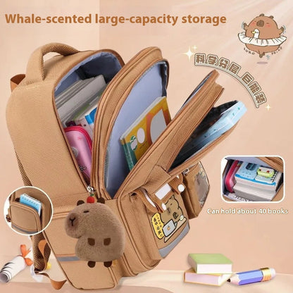Cartoon Water Dolphin Kapibala Elementary School Backpack