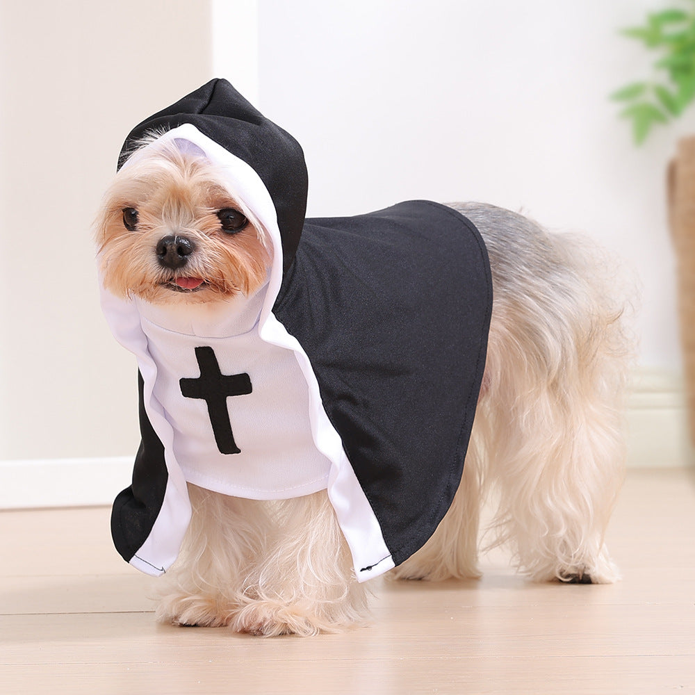 Cat Halloween Decoration Nun Cloak Dog