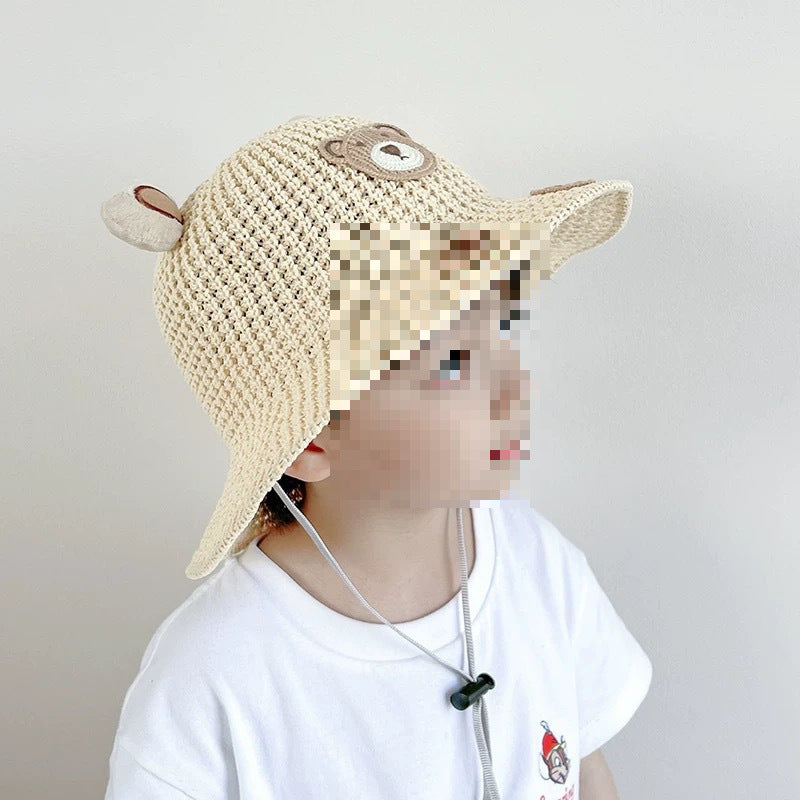 Bear Sun-proof Straw Hat Baby Travel Breathable Sun Hat