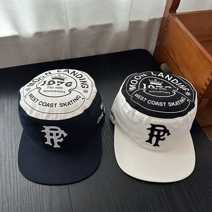 American Style Patchwork 3D Letters PF Flat Top Flat Brim Hat, Fashionably Stylish And Versatile Street Hip-Hop Hat