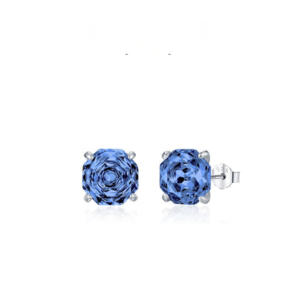 Basic Rose-cut Sparkling Diamond Stud Earrings Unisex Accessory