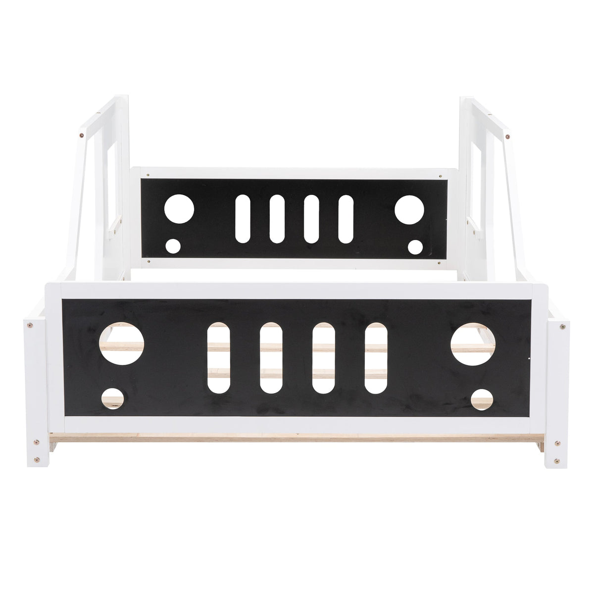 Full Size Classic Car-Shaped Platform Bed with Wheels White