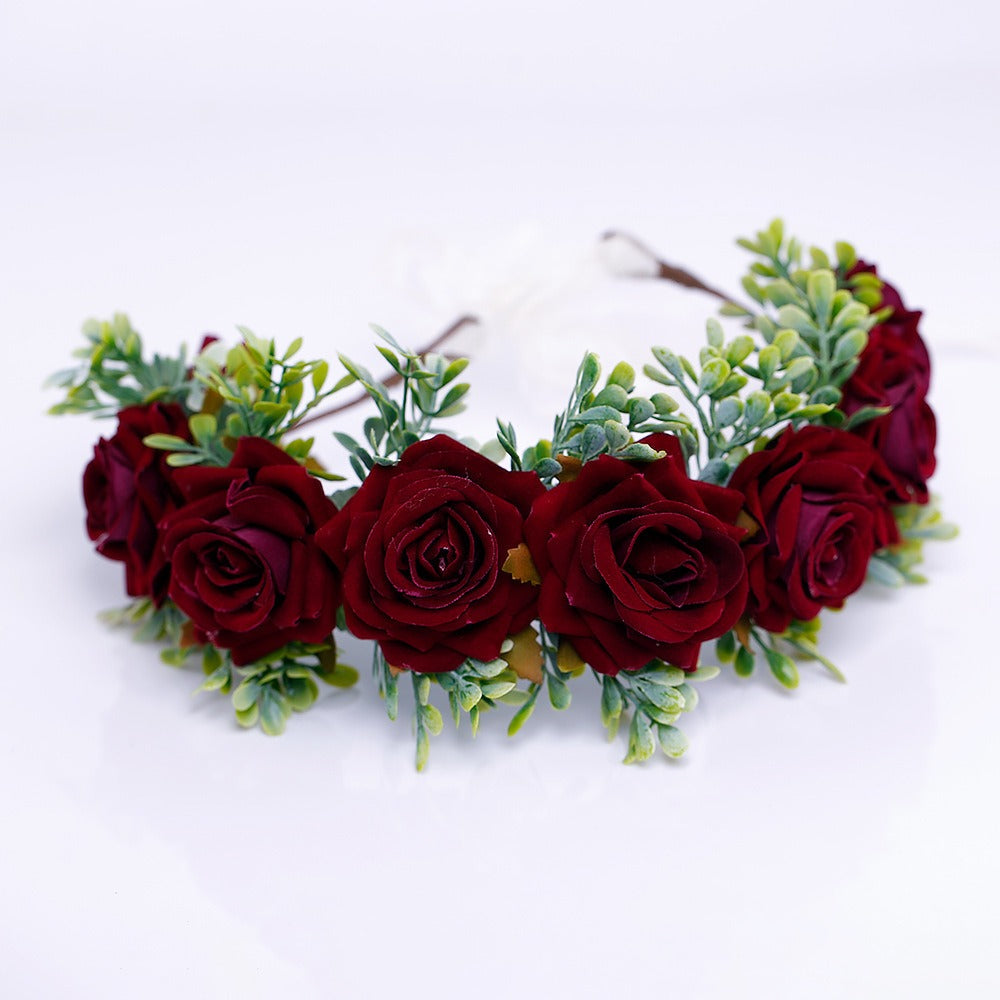 Handmade flower wreaths seaside vacation wedding accessories velvet adjustable hair accessories