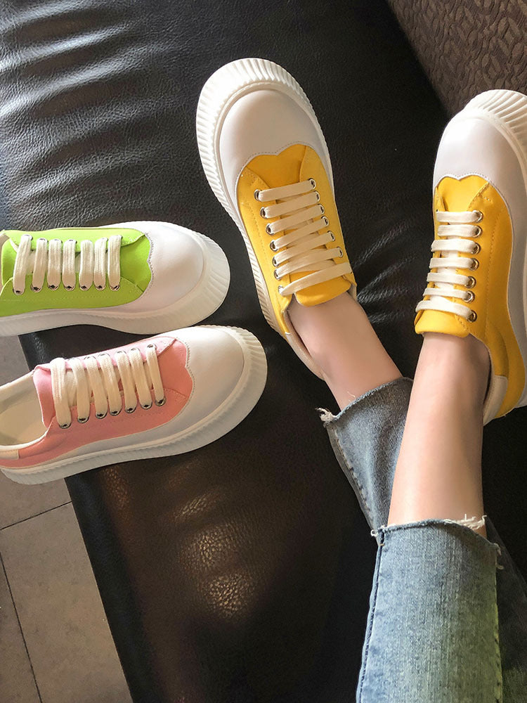 Small white shoes muffin-bottomed canvas shoes