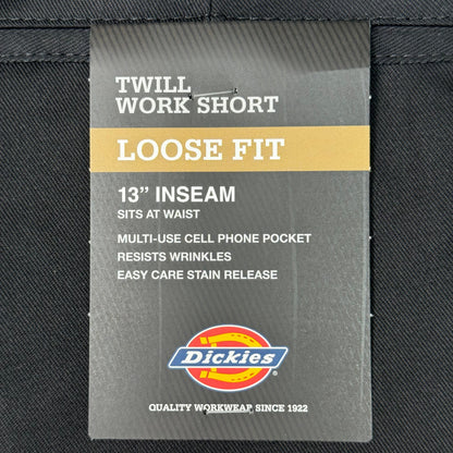 DICKIES Loose Fit Twill Work Shorts 13" Inseam Men's Sz 28 Black 42283BK