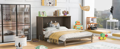Queen Size Murphy Bed with Built-In Charging Station  Antique Grey