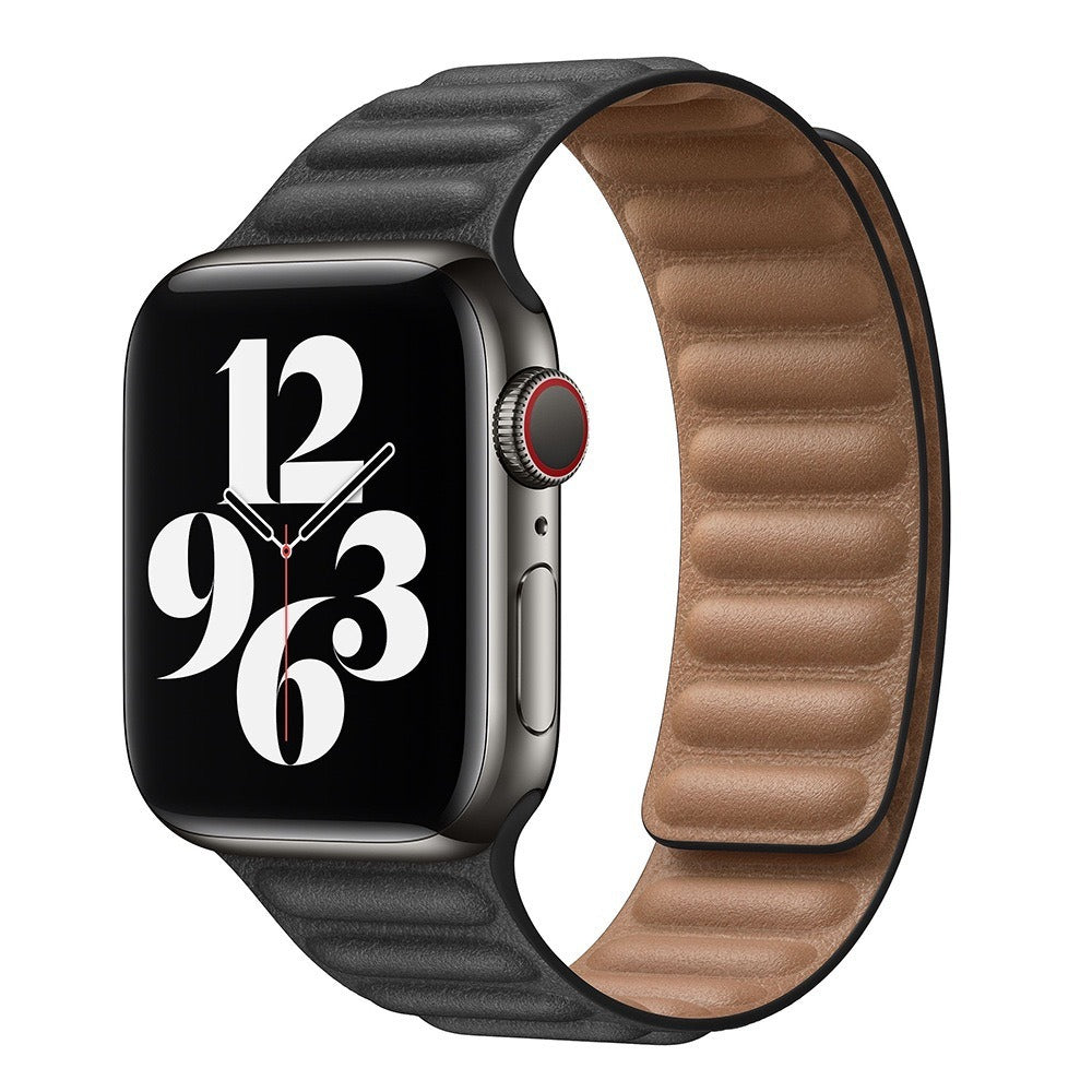 Suitable For iwatch8 Watchband S7 SE 6/5/43 Magnetic Suction New Leather Loopback Chain Apple Watch Wristband
