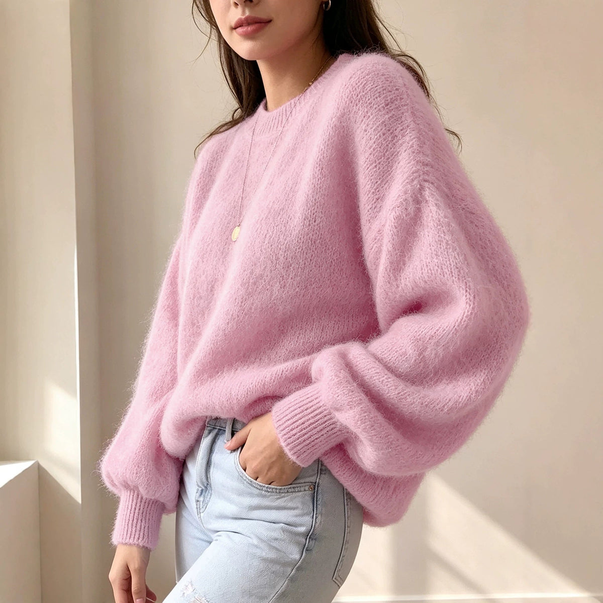 Women's Round-neck Loose-fit Knitted Sweater