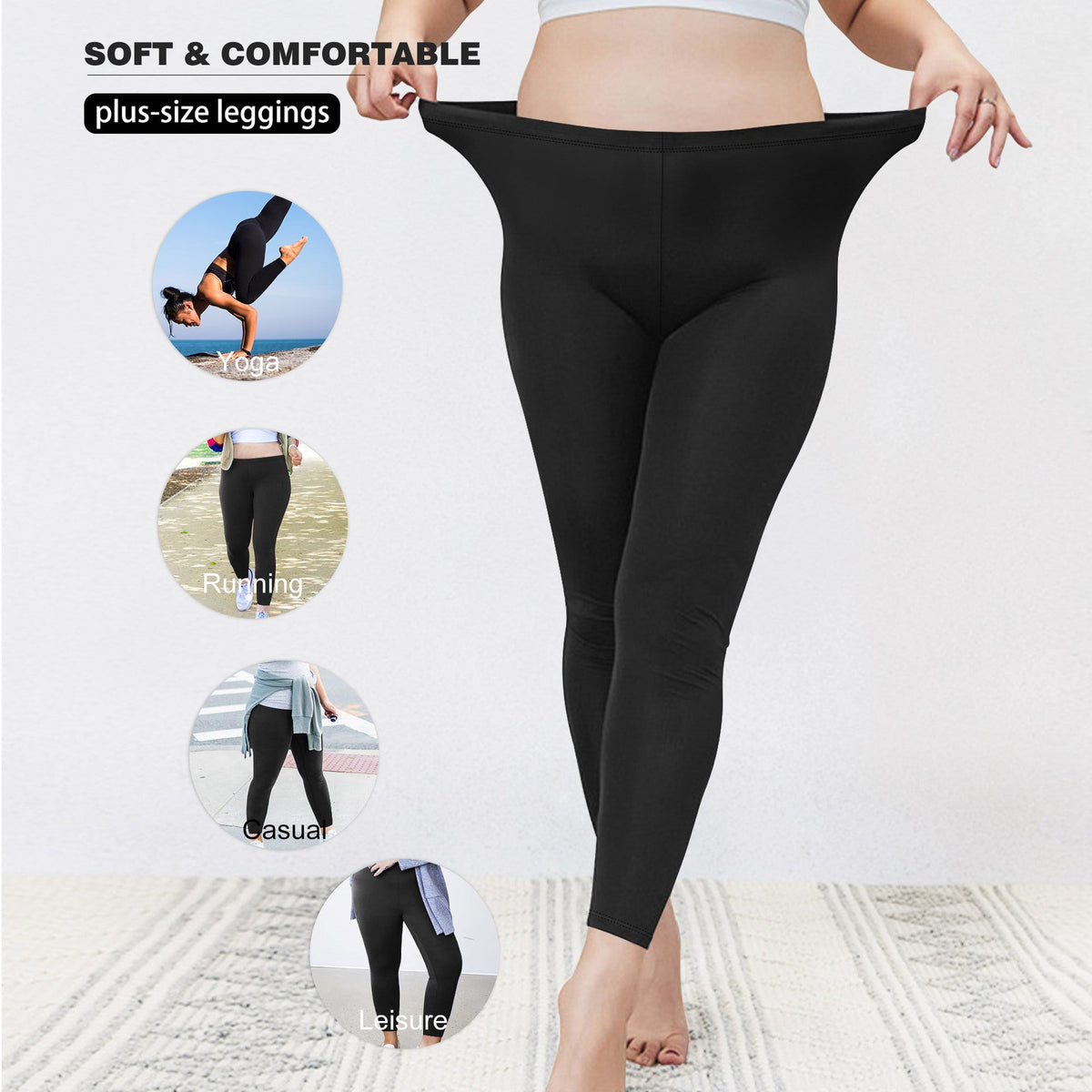 Nine Points High Elastic Solid Color Spring And Autumn Leggings Plus Size
