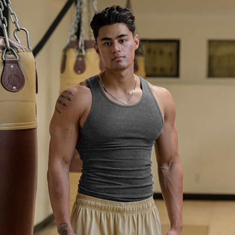 Mens Crew-neck Athletic Tank Sleeveless Top