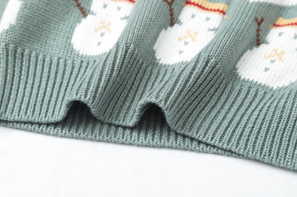 Jacquard Snowman Christmas Tree Parent-child Pullover