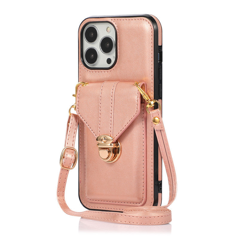 Creative Card Leather Lanyard Phone Case