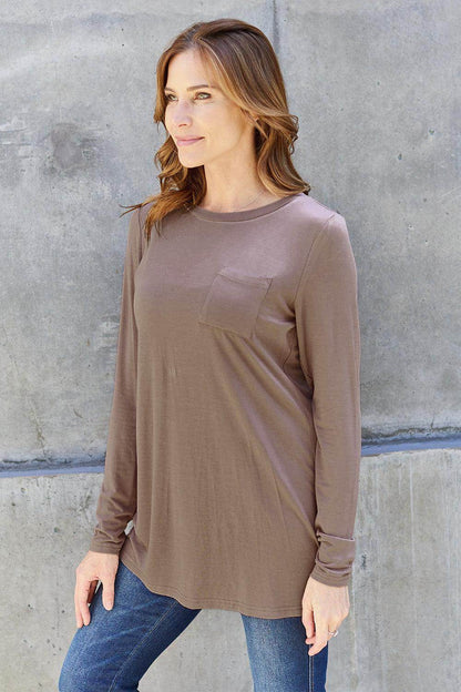 Basic Bae Full Size Round Neck Long Sleeve Top for Women