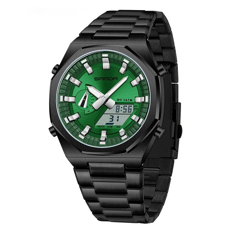 Dual-display  Multi-function Summer-time Mens Watch