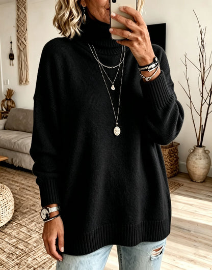Women's Solid-color Loose-fitting Turtleneck Sweater