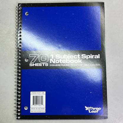 ZA@ THREE LEAF (6 PACK) 1 Subject Spiral Notebook College Ruled 70 Sheets 811-48
